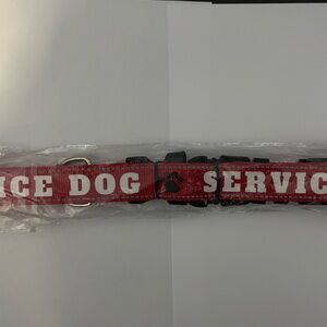 Red "SERVICE DOG" Adjustable Nylon Dog Collar XL